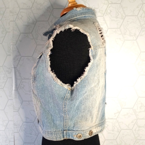 Highway jeans distressed denim light washed vest - Picture 6 of 10